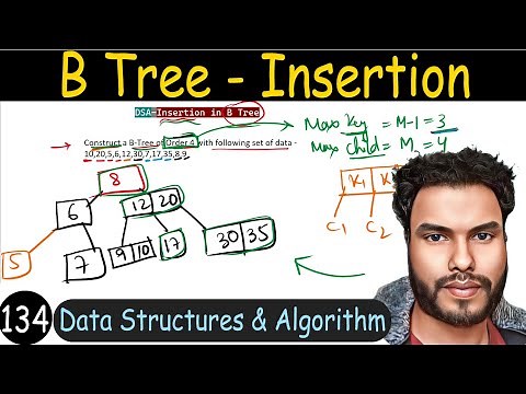 134 - B-Tree Insertion | Construction of B Tree | Data Structure