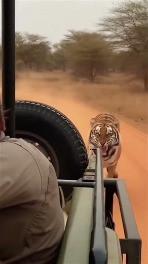 Tiger Chases Jeep at Full Speed — Too Close for Comfort