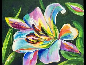 How to Paint a Colorful Spring Lilly with Acrylic Paints - Beginner Painting Tutorial - Ginger Cook