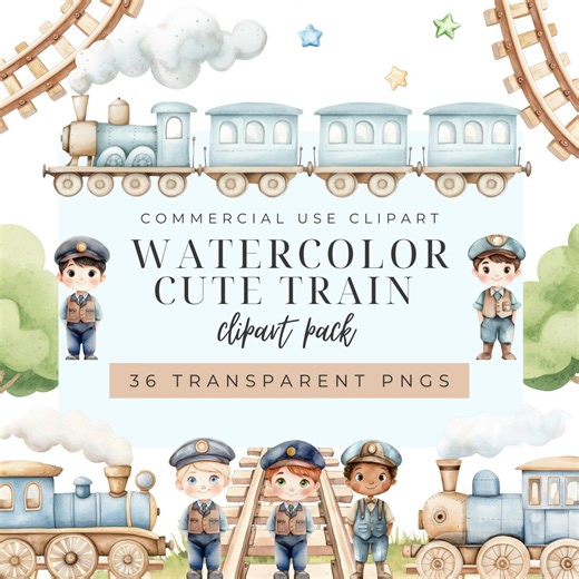 Train Clipart, Train Watercolor , Baby Boy Watercolor Clipart, Train Clip Art, Nursery Art, Train Art for Kids, Kids Art, Instant Download. - Etsy UK