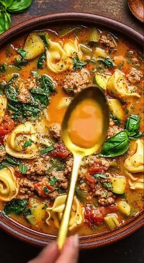 One-Pot Italian Sausage Tortellini Soup