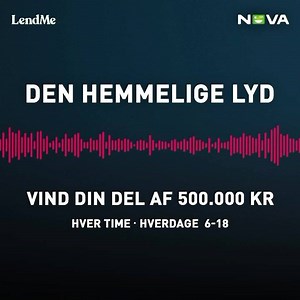 **Lyden er gættet og konkurrencen er afsluttet** Endnu en lyd er gættet! Men kan du gætte lyd nr. 5? 🤩 Der er fortsat penge på højkant, når vi på NOVA spiller den hemmelige lyd i radioen alle hverdage fra 6-18 sammen med sammenligningstjenesten LendMe! Se tidligere forkerte gæt her: - Tændstik stryges mod tændstikæske - Et bornholmer ur trækkes op - Lyden af et Blinklys - En stikkontakt der tændes eller slukkes - Lyden af et låg der åbnes på et rødbedeglas - Lyden af et slag fra en metronom 