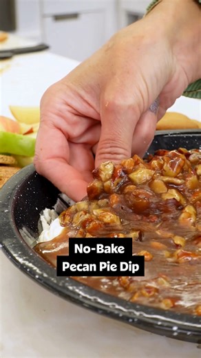 This No-Bake Pecan Pie Dip is creamy, crunchy and oh, so delicious. Click the link in the comments for the full recipe! 💛 | Allrecipes