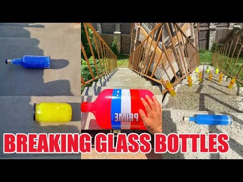 Breaking glass bottles ⚠️🔥 Crushing Crunchy & Soft Things ! #ASMR #Bottle #Shorts #satisfying