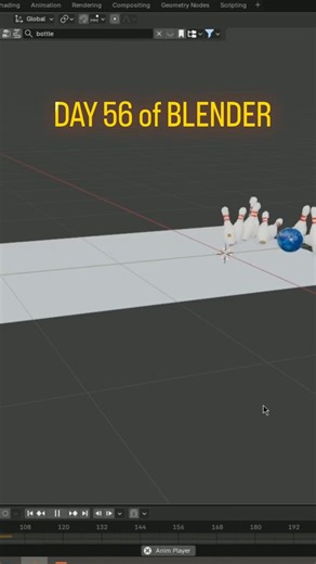 @daily_blenderr on Instagram: "🎳 STRIKE ALERT! Day 56 in Blender: Rigid body physics turns a simple bowl into epic pin chaos! Watch the magic unfold! 🔥 #BlenderStrike" --- bowling animation, blender tutorial, rigid body physics, 3D strike, digital bowling, physics simulation, blender art, animation reel, explore page viral, non-follower reach, bowling sports,sports,viral reels, Trending videos, tutorial Blender,day56 --- #Bowling #blenderanimation"