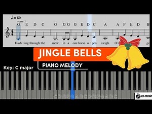 Jingle Bells Piano Melody (Full Song with Lyrics) | Beginners Piano Tutorial | Slow tempo
