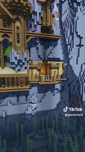 castle in the mountain. Credits goes to their owners. #minecraft #minecraftbuilding #minecrafttutorial #minecrafter #building