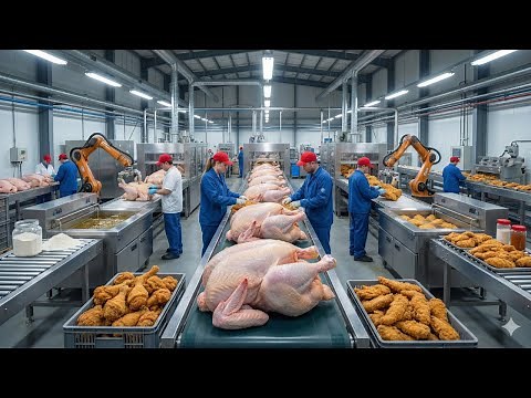 Inside a Modern Chicken Processing Factory: From Chicken to Fried Chicken (Full Process)