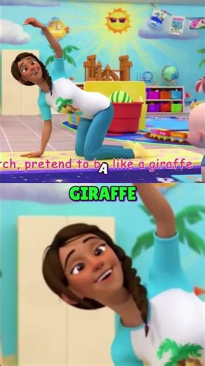 Giraffe Yoga Challenge: Kids' Fun & Easy Stretching! #shorts