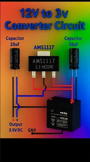 simple easy 12 to 3 voltage DC circuit control AM1117 latest component control voltage fix DC volte
