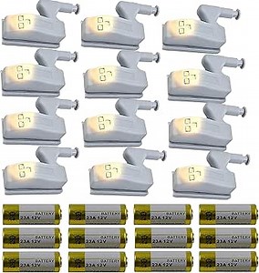 12 Packs Cabinet Hinge Light, Cabinet Door Hinge LED Sensor Lights for Kitchen Cabinet Cupboard Closet Night Lights, Living Room/Bedroom/Wardrobe Night Lights