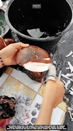 Coconut shell peeling at home smooth surface result worktool peeler knife