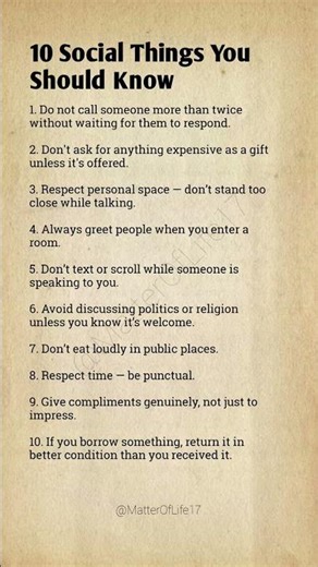 10 Social Rules Everyone Should Know 🙌✨ #LifeRules #SocialSkills
