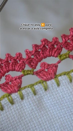 Crocheted border finish with puff stitch and picot edging 💞 #crochetededging