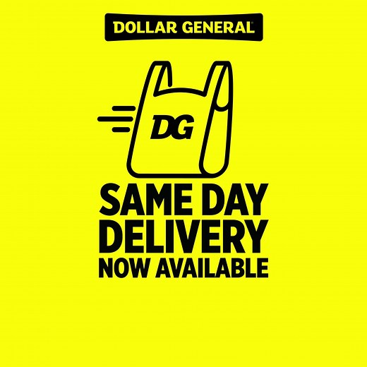 Same Day Delivery is now available at your local DG. Sign up for myDG and get free delivery on your first order. | Dollar General