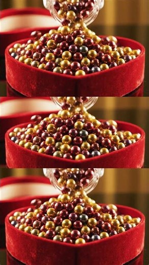 Luxury ASMR: Golden Beads Filling Red Velvet Heart ❤️✨ #Shorts