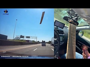 Lumber Flies Off Truck Straight Through Woman’s Windshield