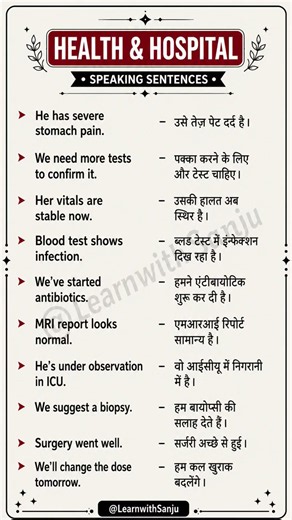Health & Hospital | Learn english speaking | Spoken english Practice | english speaking #education