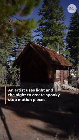 Watch light artist 'paint' spooky Halloween animations that come alive at night