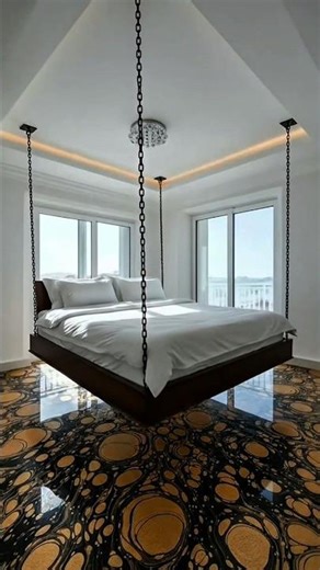 Floating Bed & Epoxy Floor — Unique Room Design