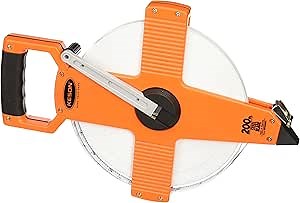Keson NR10200H Nylon Coated Steel Blade Measuring Tape with Zero Point at Tape End and Hook End (Graduations: 1/10, 1/100), 200-Foot