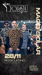 Este 28 de noviembre volvemos a tener música en vivo en nuestro local y esta vez nos acompaña la banda @mago_solar_oficial con un repertorio de rock latino y Anglo 80y 90 la entrada es liberada y el horario es a las 21:00 Hrs. Reserva tu mesa, espacios limitados. | Dgusta Chillán