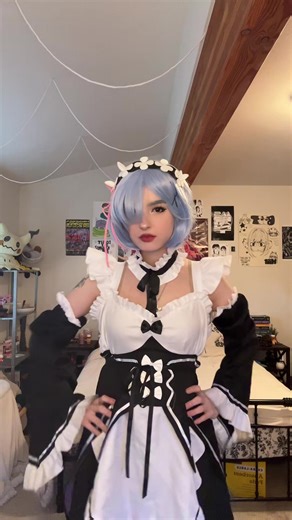 hi i am rem!! follow me on twitch for more! username in bio! live rn! #rem #rezero #cosplay #anime
