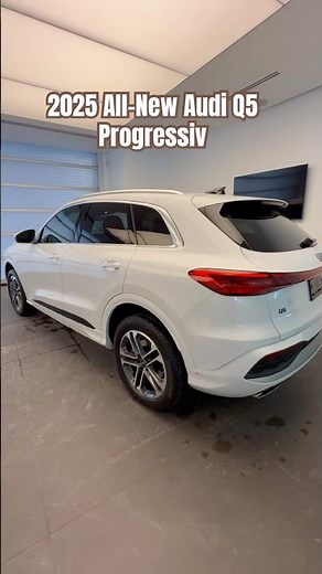 2025 All-New Audi Q5 in Glacier White and Murillo Brown Interior & Silver-Gray Lime Sediment Inlay