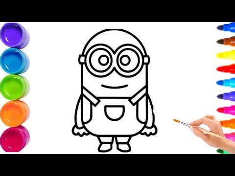 Minions color drawing and painting for kids ❤️ learning color videos for kids 😎