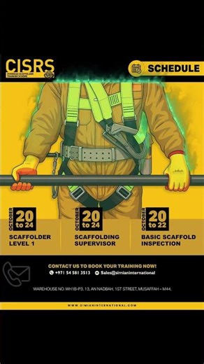 CISRS OSTS Weekly #training Schedule! #simianinternational #scaffolding #cisrs