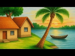 How to draw Landscape//beautiful nature// scenery of summer season -step by step