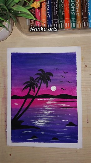 Easy Oil Pastel Colorful Sunset Drawing🌄Pastel art!! #pastel #art#painting#shorts#drawing♥️🎨
