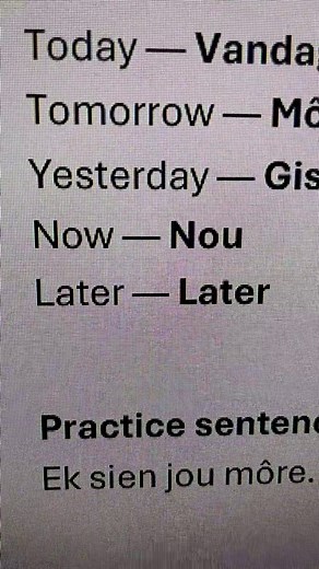 5 Afrikaans Time Words
