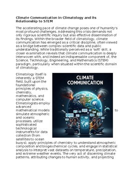 Climate Communication & STEM - No Prep - Worksheet - 100% Editable