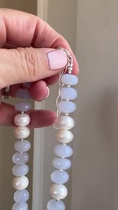 Blue Chalcedony & Freshwater Pearl Necklace: Sterling Silver Artisan Jewelry - Etsy