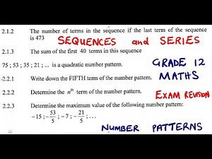 Mathematics Grade 12 Number Patterns , Sequences and Series Exam June 2022 DBE Question 2