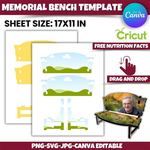 Memorial Bench Template: Sublimation & Laser Cut Files (canva Editable) - Etsy