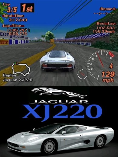 Gran Turismo 2 | Jaguar XJ220 | Tahiti Road | Gameplay | MT