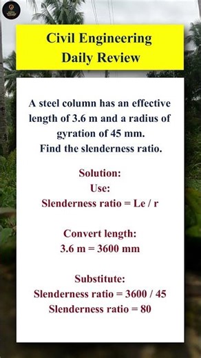 CE Sample Problem | Slenderness Ratio | Structural Engineering #shorts