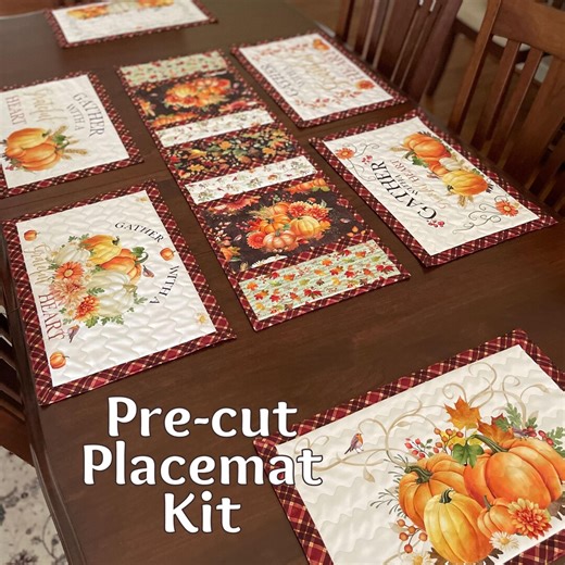 Quilted Self-binding (6) 12.5"x19.5" Placemats Kit-gather With a Grateful Heart Collection by Timeless Treasures - Etsy