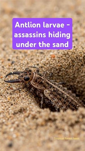 Antlion larvae - assassins hiding under the sand 😱 #antlionlarva