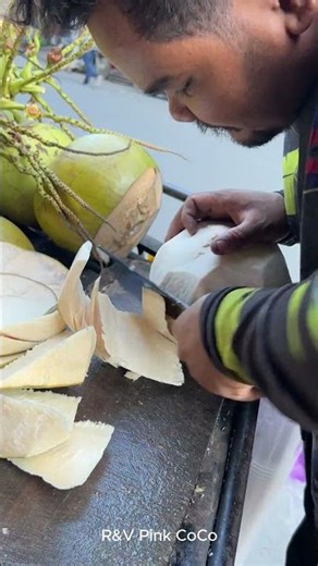 Simple way to peel coconut! #shorts #fresh #streetfood #fruit #coconut #viral #explore