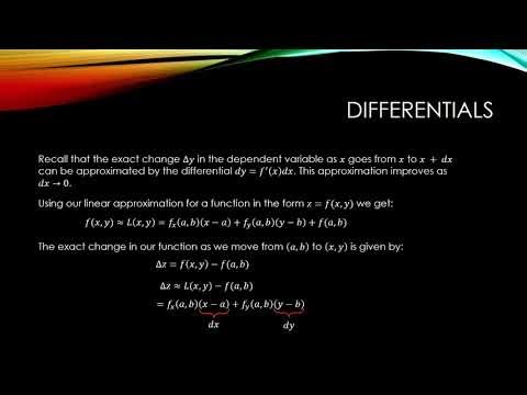 Calculus III C3S6L2 Linear Approximations Differentials and Change