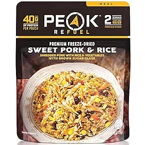 Peak Refuel Sweet Pork and Rice | Freeze Dried Hiking, Backpacking and Camping Meals | Amazing Taste | Real Meat | High-Protein | Quick Prep Food