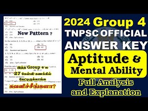 2024 Group 4 Aptitude Full Answer key and Explanation - TNPSC Group 4 Official Answer Key #tnpsc