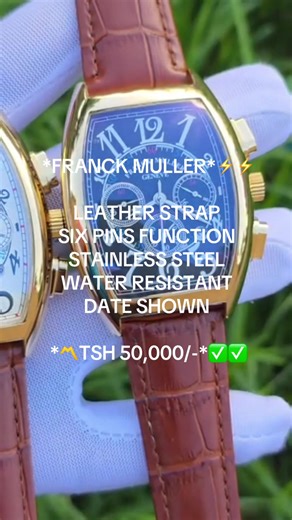 *FRANCK MULLER*⚡️⚡️ LEATHER STRAP SIX PINS FUNCTION STAINLESS STEEL WATER RESISTANT DATE SHOWN *〽️TSH 50,000/-*✅✅