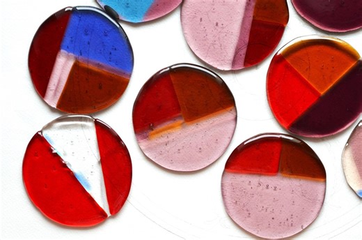 For Crystal - 4 Coasters Set, Fused Murano Glass Coaster: Colorful Handmade Drink Coaster - Etsy