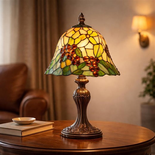 Vintage Tiffany Style Lamp Grape Cluster and Flower Motive 36cm - Etsy UK