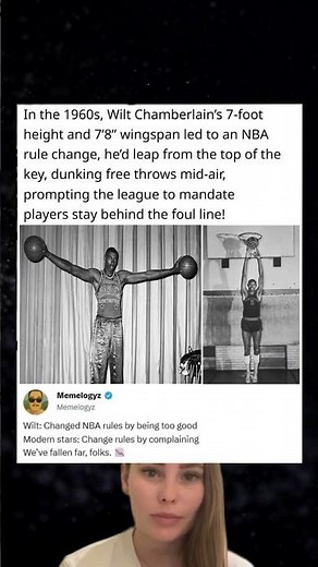 In the 1960s, Wilt Chamberlain’s 7 foot height and 7”8” wingspan led to an NBA rule change