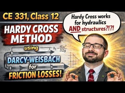 Hardy Cross method for pipe network analysis, with Darcy Weisbach - CE 331, Class 12 (9 Feb 2026)